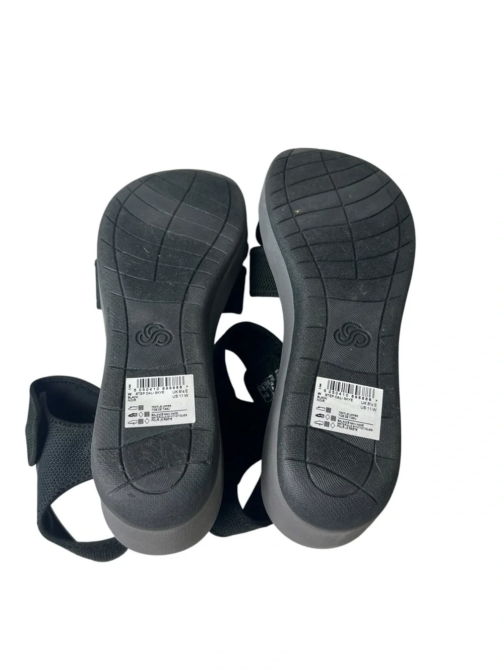 Clarks NWOB CloudStepper Cali Skye Black Size 11 Strappy Wedge Sandals